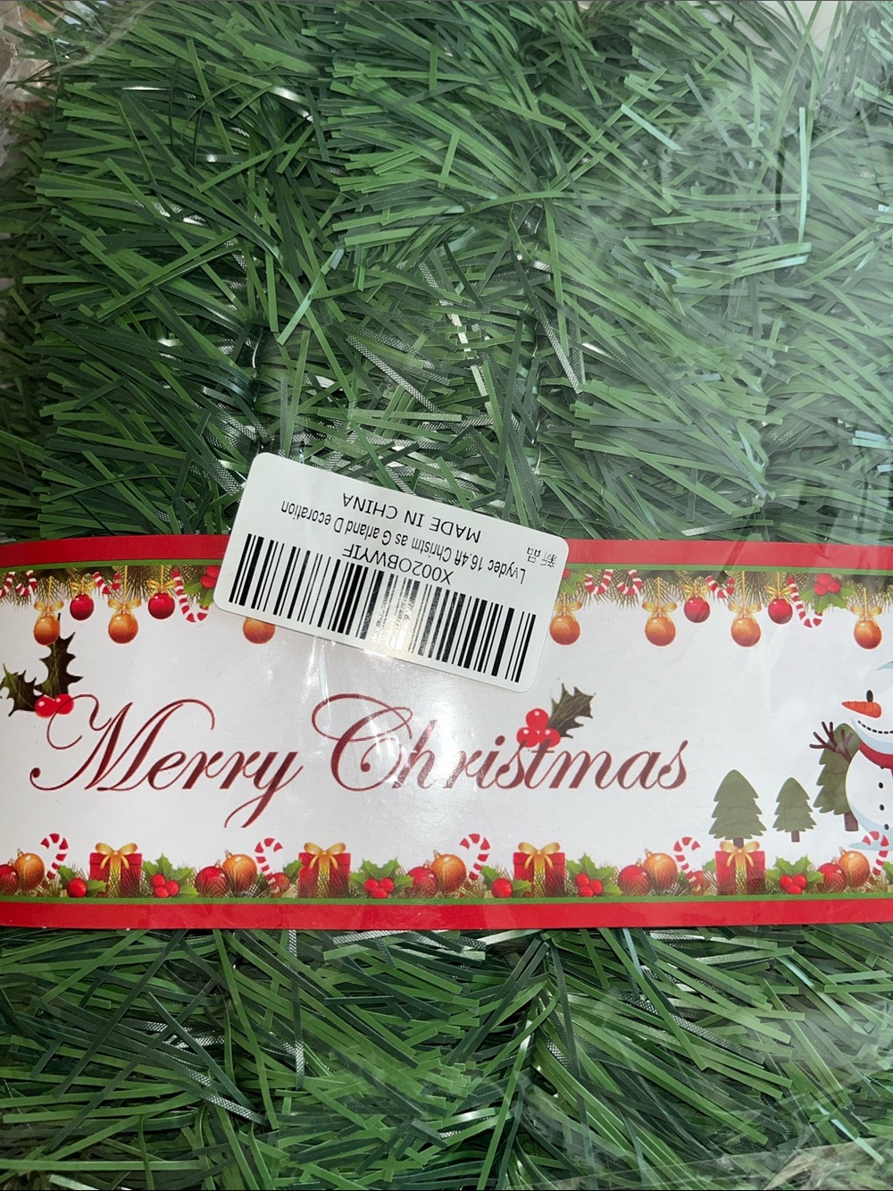 2 New sets! Green Merry Christmas Artificial Pine Garland for Holiday Decor